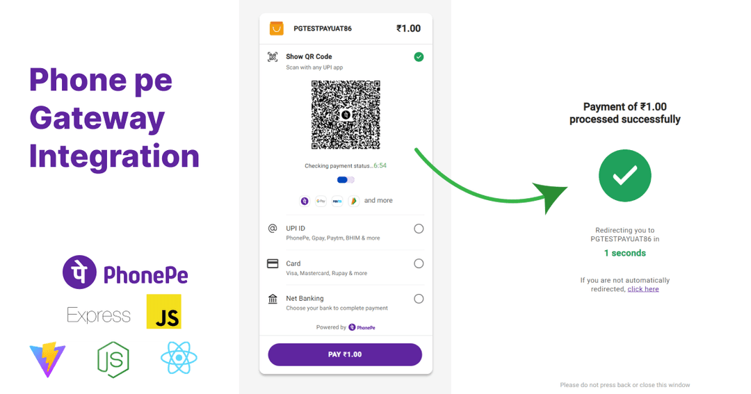 PhonePe Payment Gateway Integration using React, Node, Express