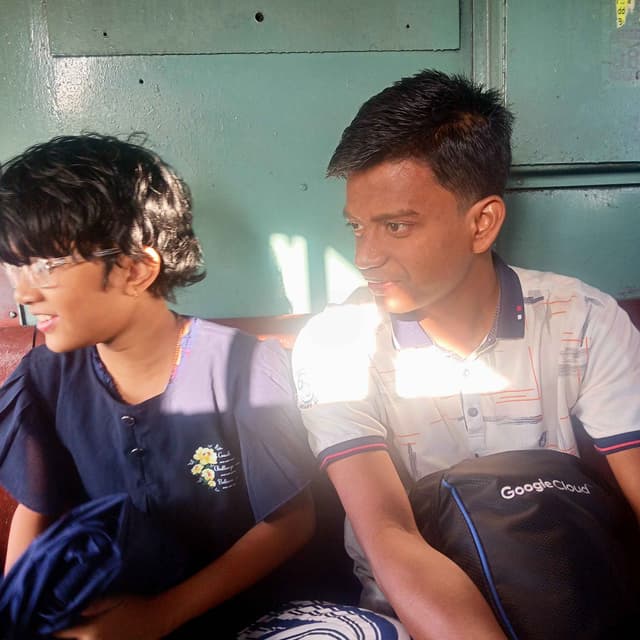 Candid with Sister in Train